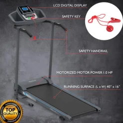 Electric Folding Treadmill, Bluetooth Sync, Manual Incline, Compact Design<SereneLife New