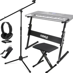 Electric Keyboard Accessory Set, Adjustable Stand, Iron, Black<Pyle Hot