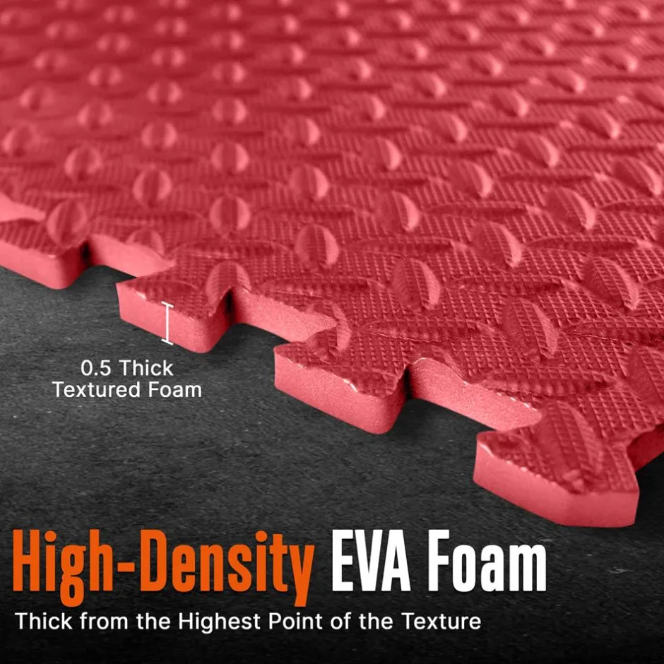 Exercise Mat 50 Pcs - Cushioned EVA Foam, Non-Skid, Easy Assembly, Red<SQUATZ Hot
