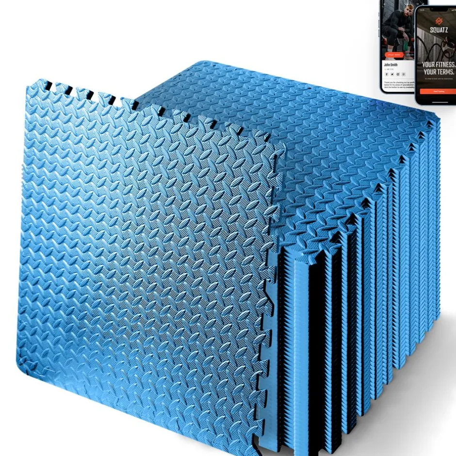 Exercise Mat 50 Pcs - Cushioned EVA Foam, Non-Skid, Easy Assembly, Blue<SQUATZ Best
