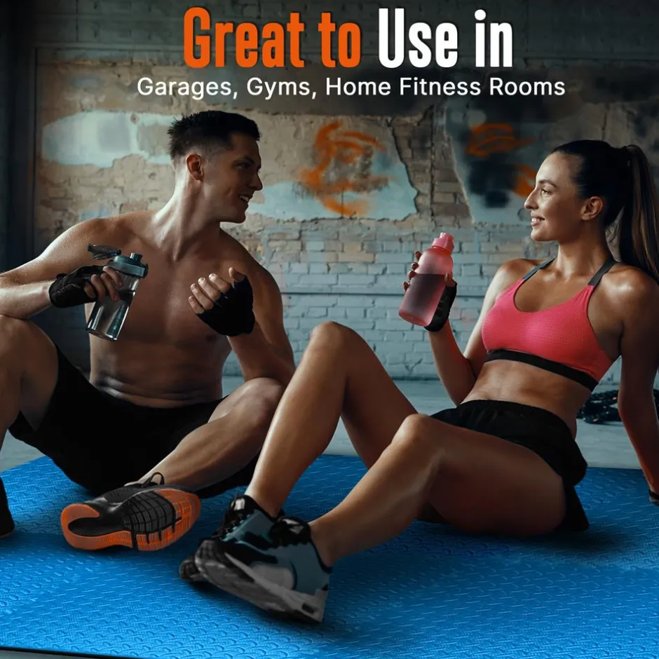Exercise Mat 50 Pcs - Cushioned EVA Foam, Non-Skid, Easy Assembly, Blue<SQUATZ Best