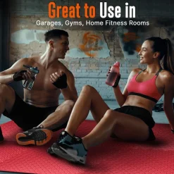 Exercise Mat 10 Pcs - Cushioned EVA Foam, Non-Skid, Easy Assembly, Red<SQUATZ