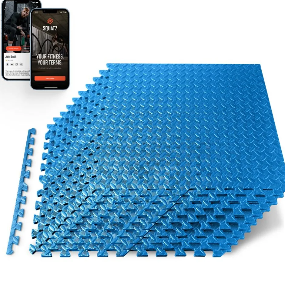 Exercise Mat 10 Pcs, Cushioned EVA Foam, Non-Skid, Easy Assembly, Blue<SQUATZ Discount