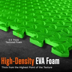 Exercise Mat 10 Pcs, Cushioned EVA Foam, Non-Skid, Blue/Green<SQUATZ Best