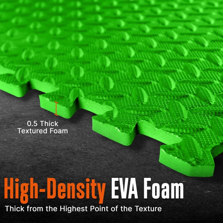 Exercise Mat 10 Pcs, Cushioned EVA Foam, Non-Skid, Blue/Green<SQUATZ Best