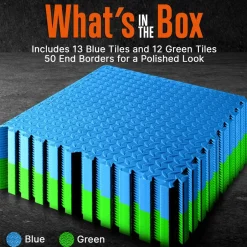 Exercise Mat 25 Pcs, Cushioned EVA Foam, Non-Skid, Blue/Green<SQUATZ