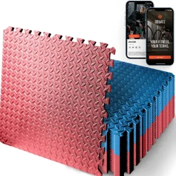 Exercise Mat 25 Pcs, Cushioned EVA Foam, Non-Skid, Red/Blue<SQUATZ Clearance