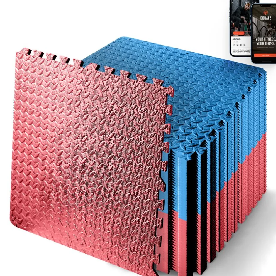 Exercise Mat 50 Pcs, Cushioned EVA Foam, Non-Skid, Red/Blue<SQUATZ Outlet