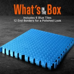 Exercise Mat 6-Piece Set, Cushioned EVA Foam, Non-Skid, Easy Assembly, Blue<SQUATZ Best