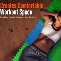Exercise Mat 6-Piece Set, Cushioned EVA Foam, Non-Skid, Blue/Green<SQUATZ Online