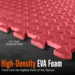 Exercise Mat Set, Cushioned EVA Foam, Non-Skid, Easy Assembly, Red/Blue<SQUATZ Discount