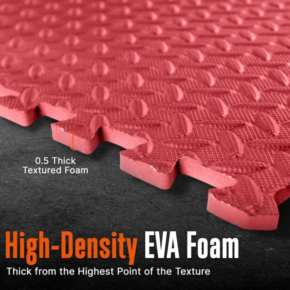 Exercise Mat Set, Cushioned EVA Foam, Non-Skid, Easy Assembly, Red/Blue<SQUATZ Discount