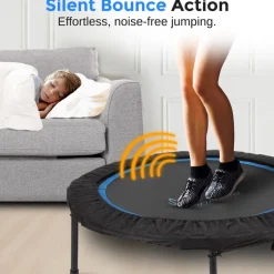 Foldable Mini Trampoline, Aerobic Fitness, Adjustable Handrail, 264 lbs Capacity<SereneLife Discount