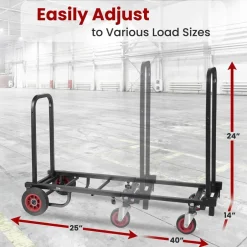 Folding Equipment Cart, 8-in-1 Convertible, R-Trac Wheels, Steel<Pyle Clearance