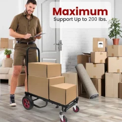 Folding Equipment Cart, 8-in-1 Convertible, R-Trac Wheels, Steel<Pyle Clearance