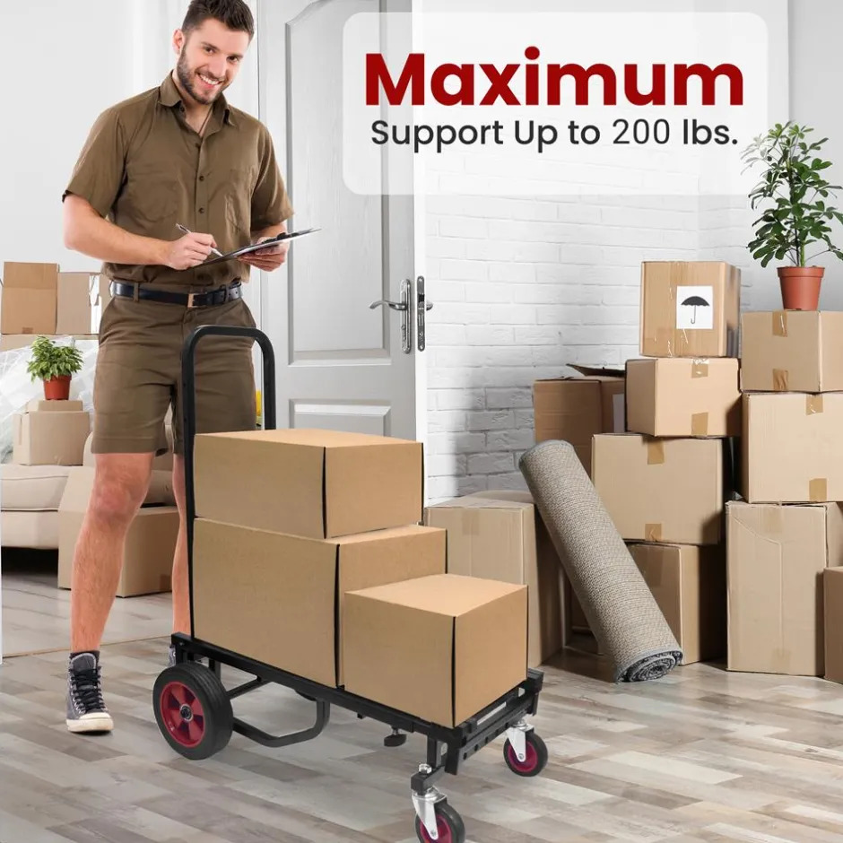 Folding Equipment Cart, 8-in-1 Convertible, R-Trac Wheels, Steel<Pyle Clearance