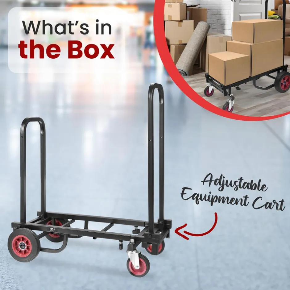 Folding Equipment Cart, 8-in-1 Convertible, R-Trac Wheels, Steel<Pyle Clearance