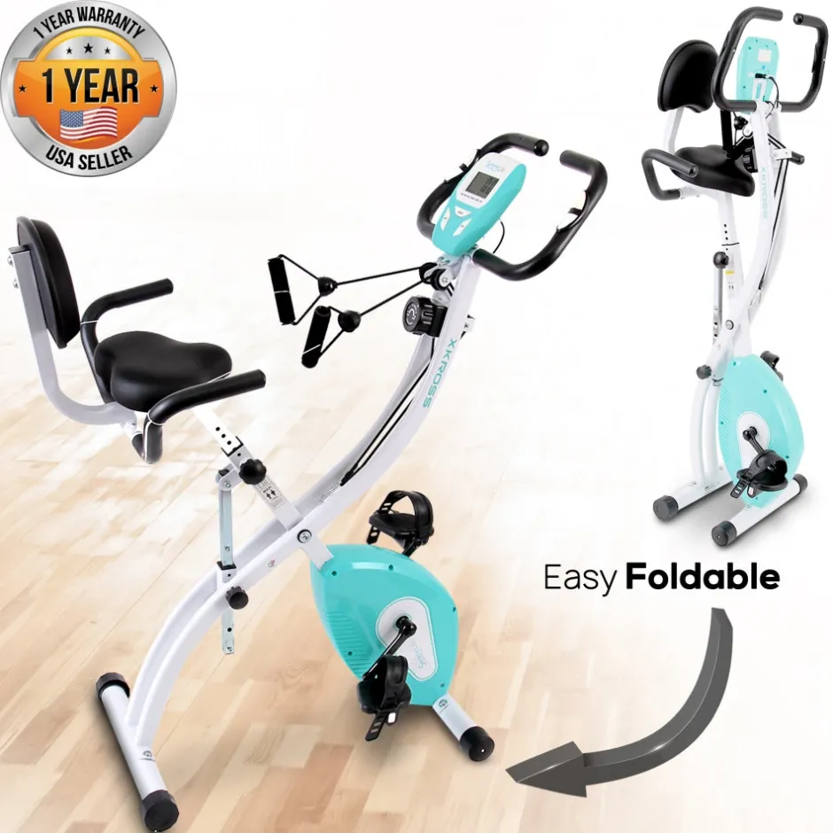 Folding Exercise Bike, Cardio Workout, 8 Resistance Levels, Pulse Monitor<SereneLife Online