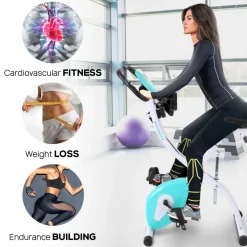 Folding Exercise Bike, Cardio Workout, 8 Resistance Levels, Pulse Monitor<SereneLife Online