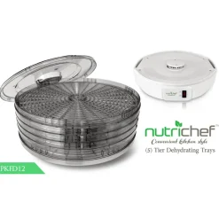 Food Dehydrator Machine, Even Dehydration, 5 Easy-Clean Trays, White<NutriChef Best