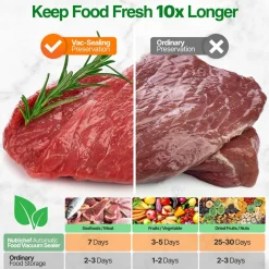 Food Vacuum Sealer - Extend Shelf Life, High Suction, Silver<NutriChef Clearance