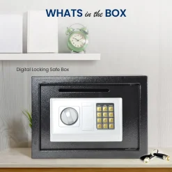 Front Load Safe Box Secure Storage Steel Construction 13.8"x9.8"x9.8"<SereneLife Outlet