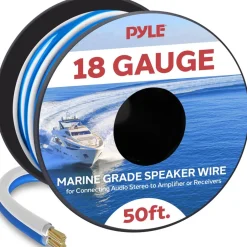 50ft Marine Speaker Wire Waterproof 18 AWG Blue/White<Pyle Hot