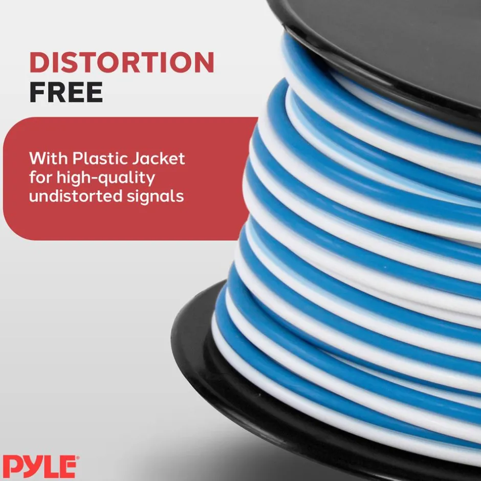 50ft Marine Speaker Wire Waterproof 18 AWG Blue/White<Pyle Hot