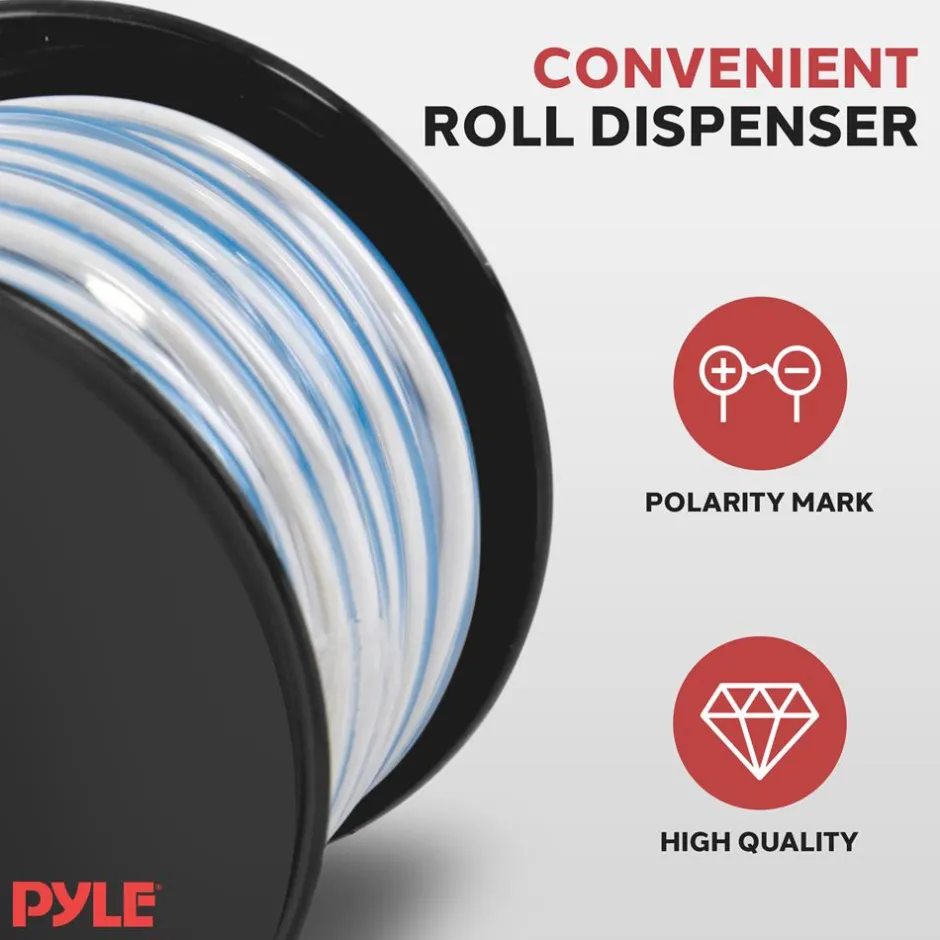 50ft Marine Speaker Wire Waterproof 18 AWG Blue/White<Pyle Hot
