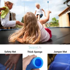 12FT Outdoor Trampoline - Safe Jumping, Reinforced Mat, Blue<SereneLife New