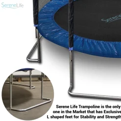 12FT Outdoor Trampoline - Safe Jumping, Reinforced Mat, Blue<SereneLife New