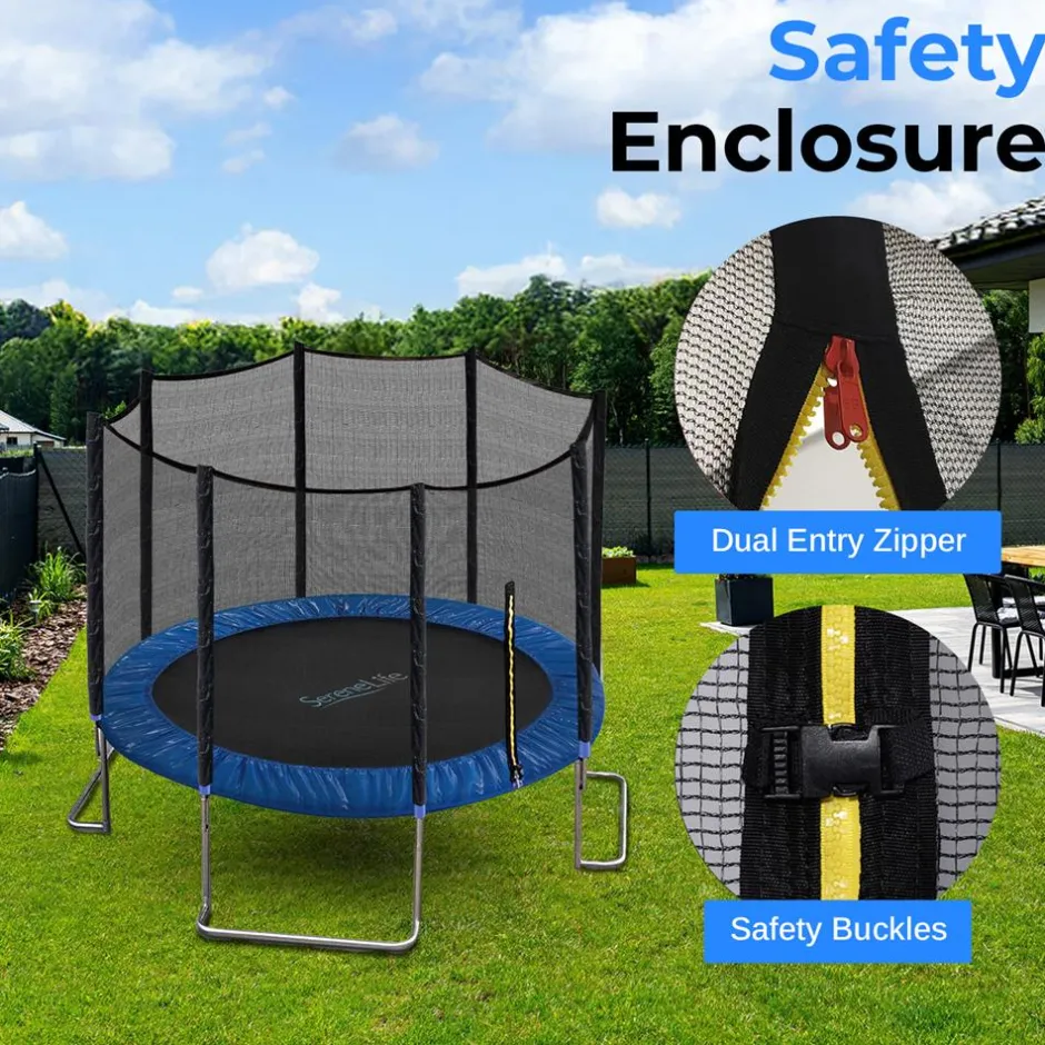 8FT Outdoor Trampoline, Safe Jumping, Reinforced Mat, Blue<SereneLife Hot