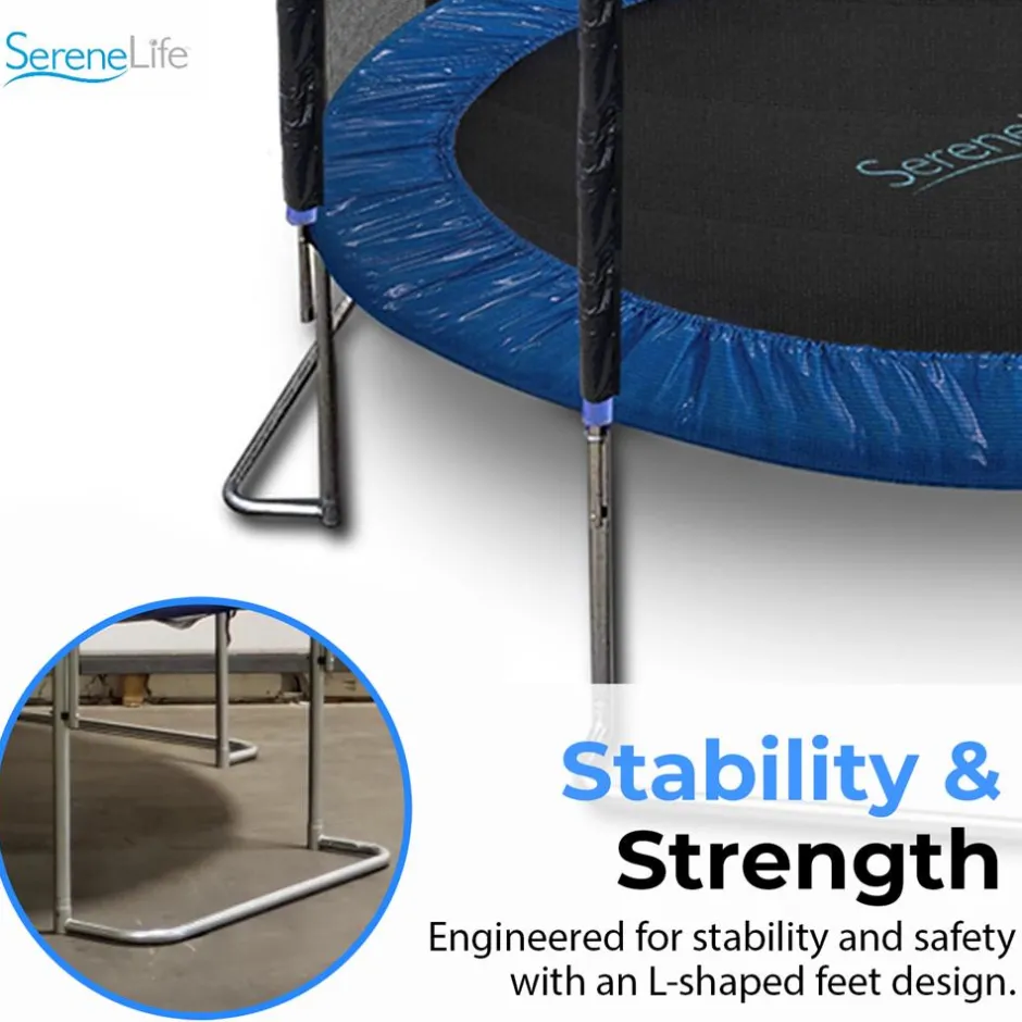 8FT Outdoor Trampoline, Safe Jumping, Reinforced Mat, Blue<SereneLife Hot