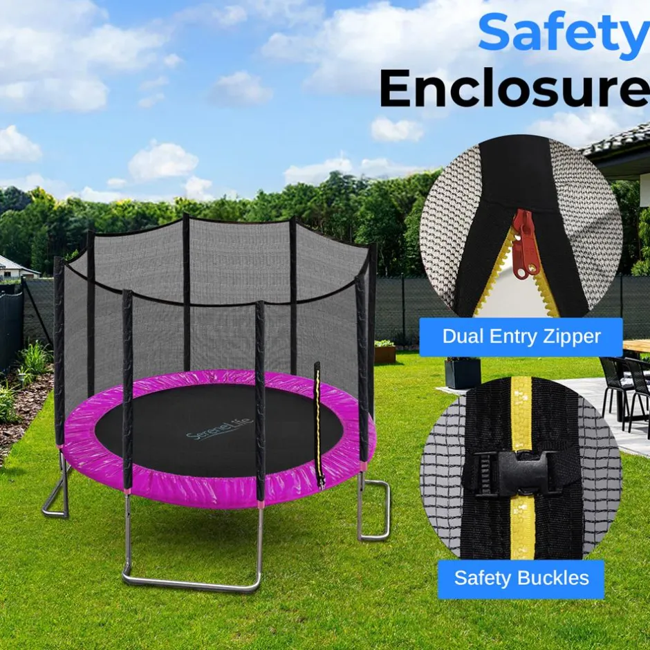 10FT Outdoor Trampoline, Safe Jumping, Reinforced Mat, Pink<SereneLife Sale