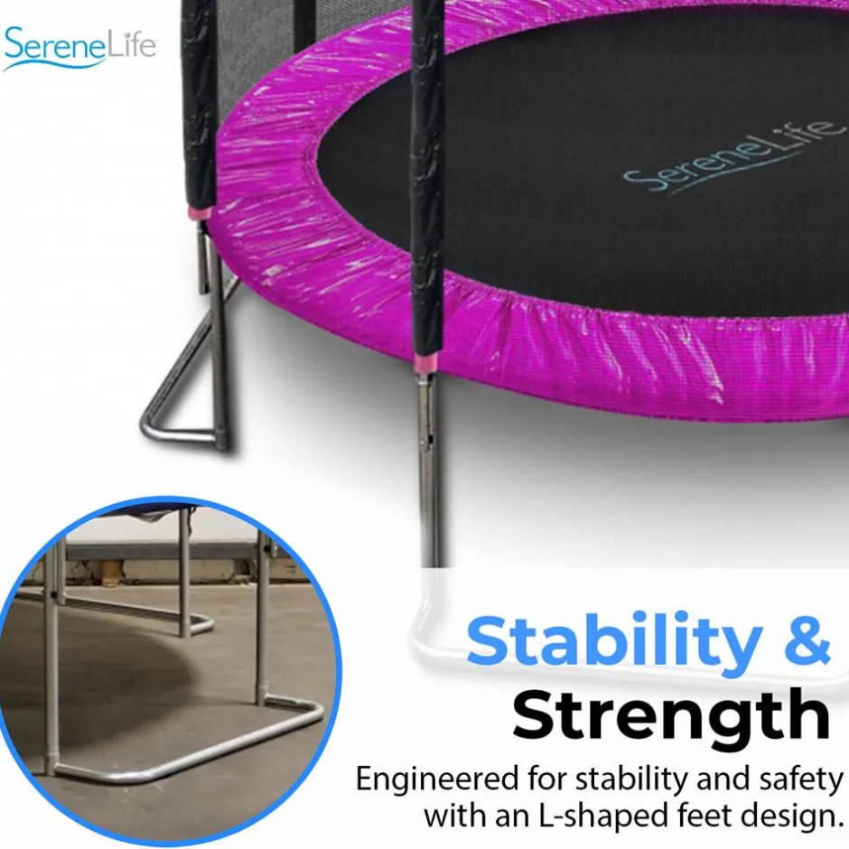 10FT Outdoor Trampoline, Safe Jumping, Reinforced Mat, Pink<SereneLife Sale