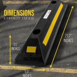 Garage Vehicle Stopper, Parking Safety, Heavy-Duty Rubber, Yellow Strip<Pyle Sale
