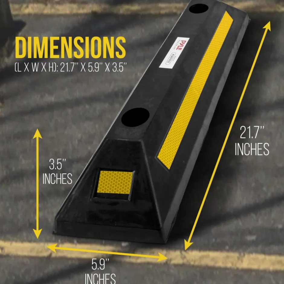Garage Vehicle Stopper, Parking Safety, Heavy-Duty Rubber, Yellow Strip<Pyle Sale