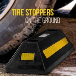 Garage Vehicle Stopper, Parking Safety, Heavy-Duty Rubber, Yellow Strip<Pyle Sale