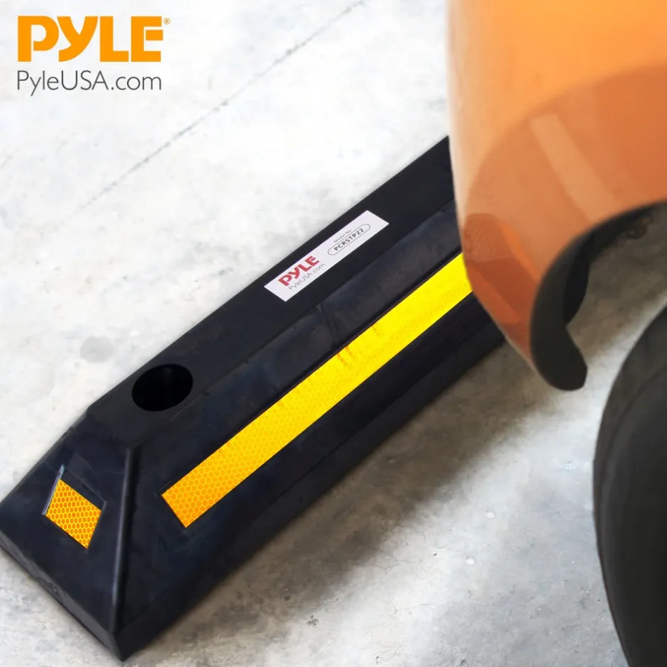 Garage Vehicle Stopper, Parking Safety, Heavy-Duty Rubber, Yellow Strip<Pyle Sale