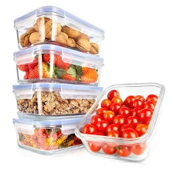 Glass Food Storage Set 10-Piece Leak-Proof Borosilicate Blue Lids<NutriChef Sale