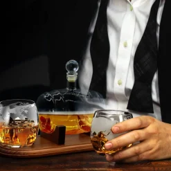 Glass Whiskey Decanter Set - Enhances Flavor - 750ml Barrel Design<NutriChef Sale