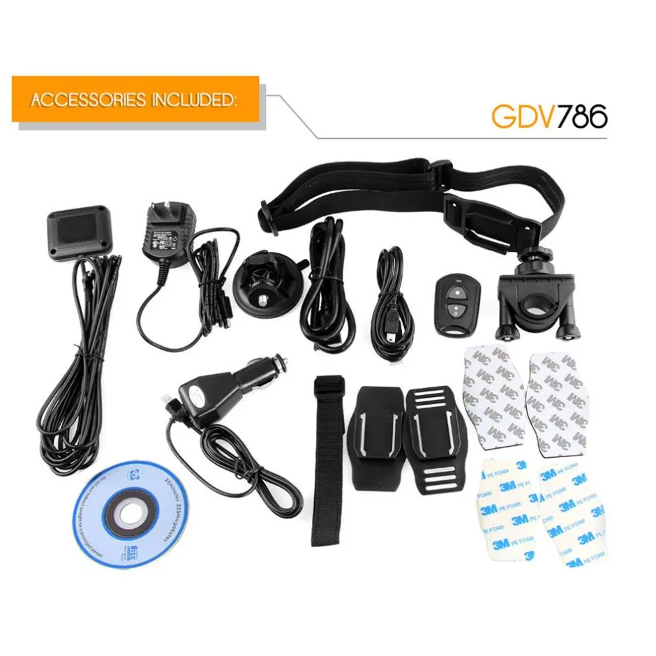 HD Action Camera 1080P GPS Waterproof 16MP Anti-Shake Orange<GearPro Discount