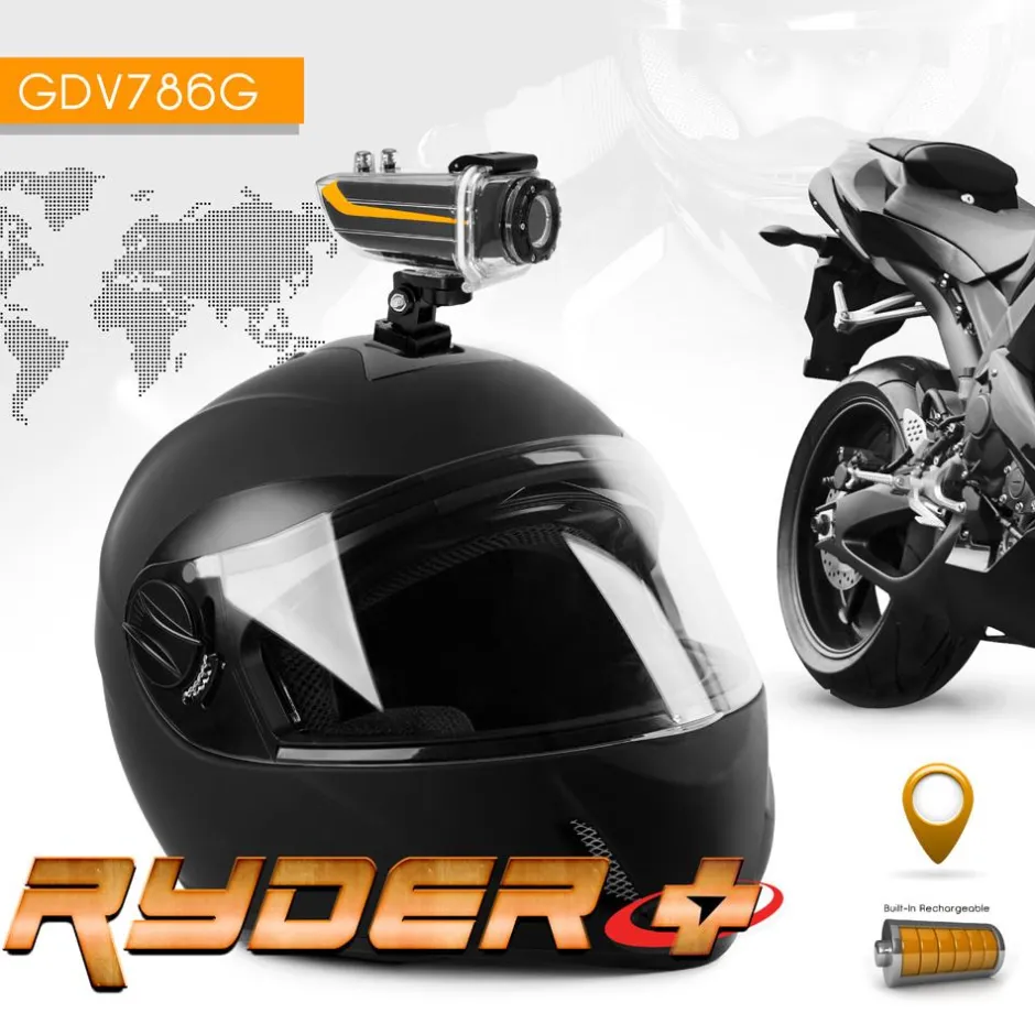 HD Action Camera 1080P GPS Waterproof 16MP Anti-Shake Orange<GearPro Discount