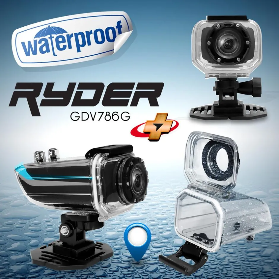 HD Action Camera 1080P GPS Waterproof 16MP Anti-Shake Orange<GearPro Discount
