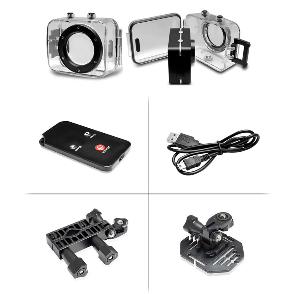 HD Action Camera 1080P Waterproof 12MP Touch Screen Silver<Pyle