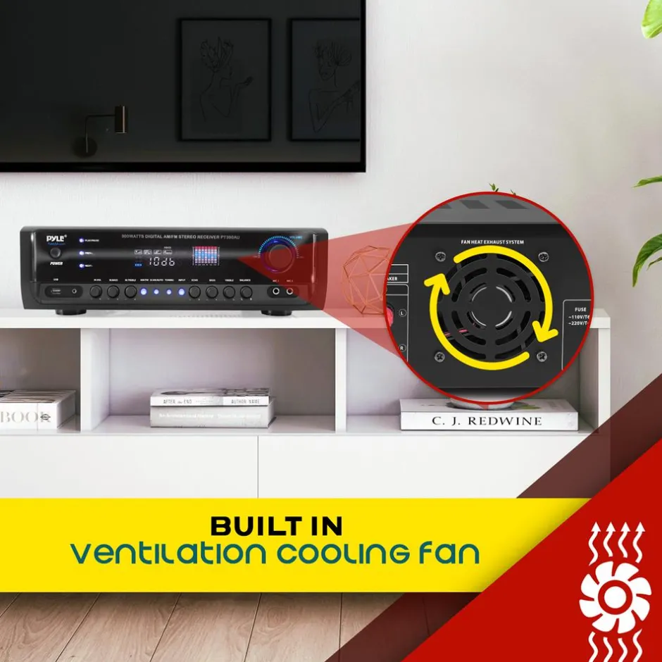 Home Audio Amplifier System 300W 4-Channel USB/AUX/MP3 Receiver<Pyle Discount