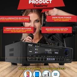 Home Audio Amplifier System 300W 4-Channel USB/AUX/MP3 Receiver<Pyle Discount