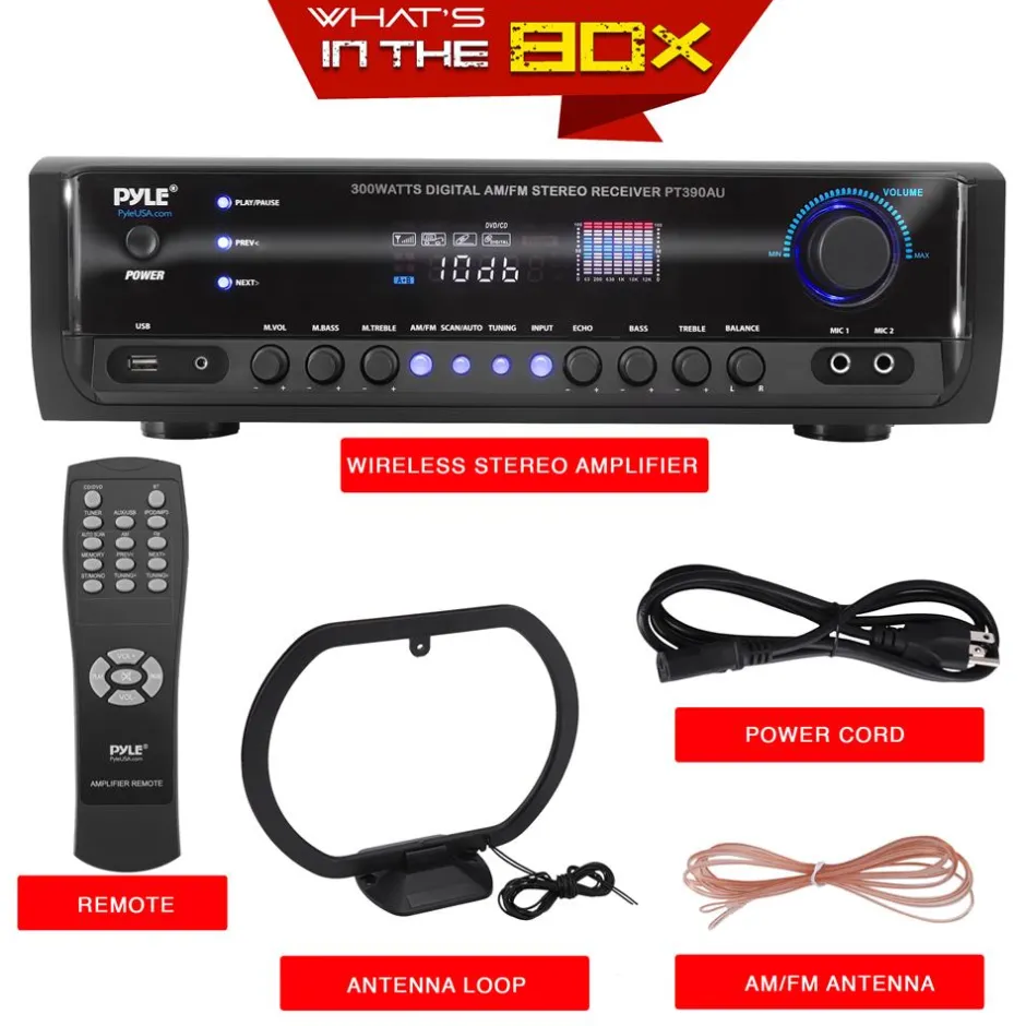 Home Audio Amplifier System 300W 4-Channel USB/AUX/MP3 Receiver<Pyle Discount