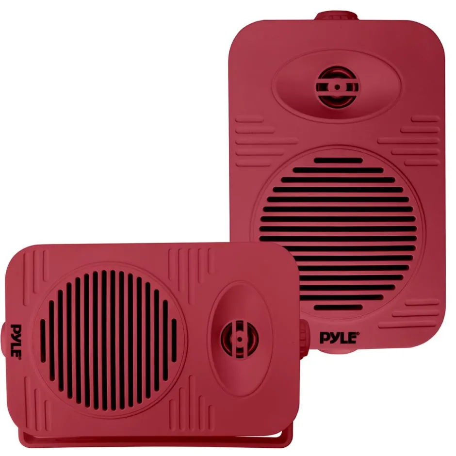 Indoor Outdoor Speakers 300W Waterproof 4" 2-Way System Red<Pyle Sale