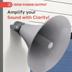 Indoor/Outdoor PA Horn Speaker 100W Loud Sound Aluminum Grey<Pyle Outlet